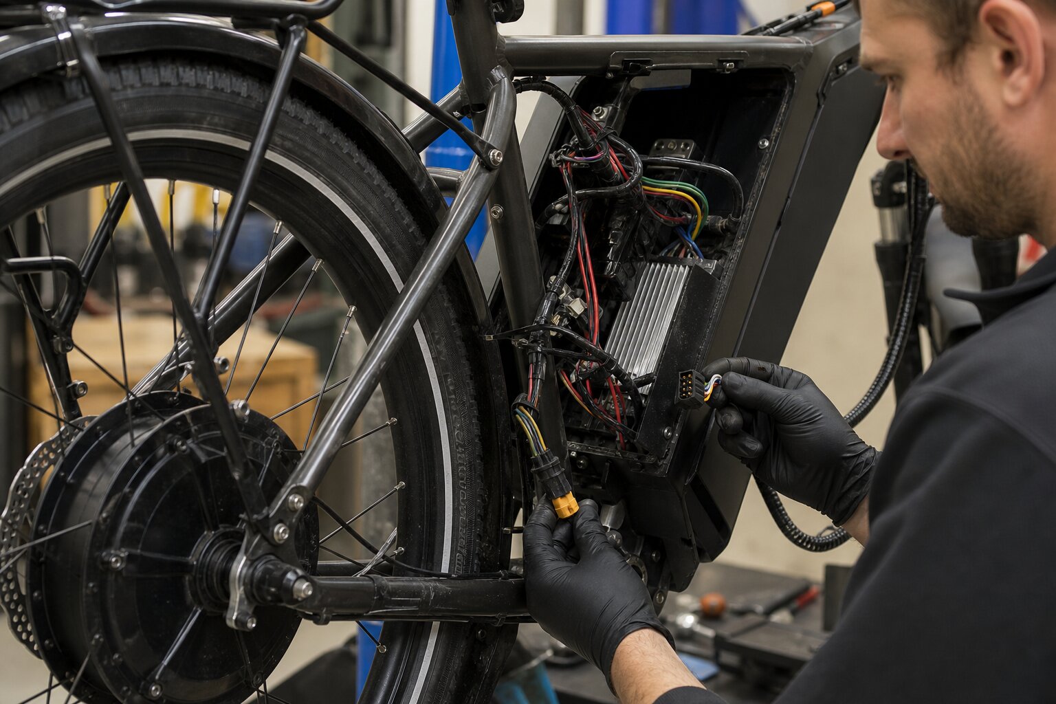 E-bike motor wiring and controller inspection after crash