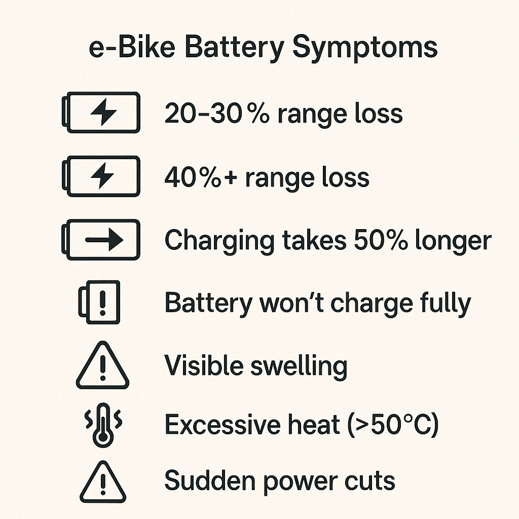 E-bike battery warning symptoms